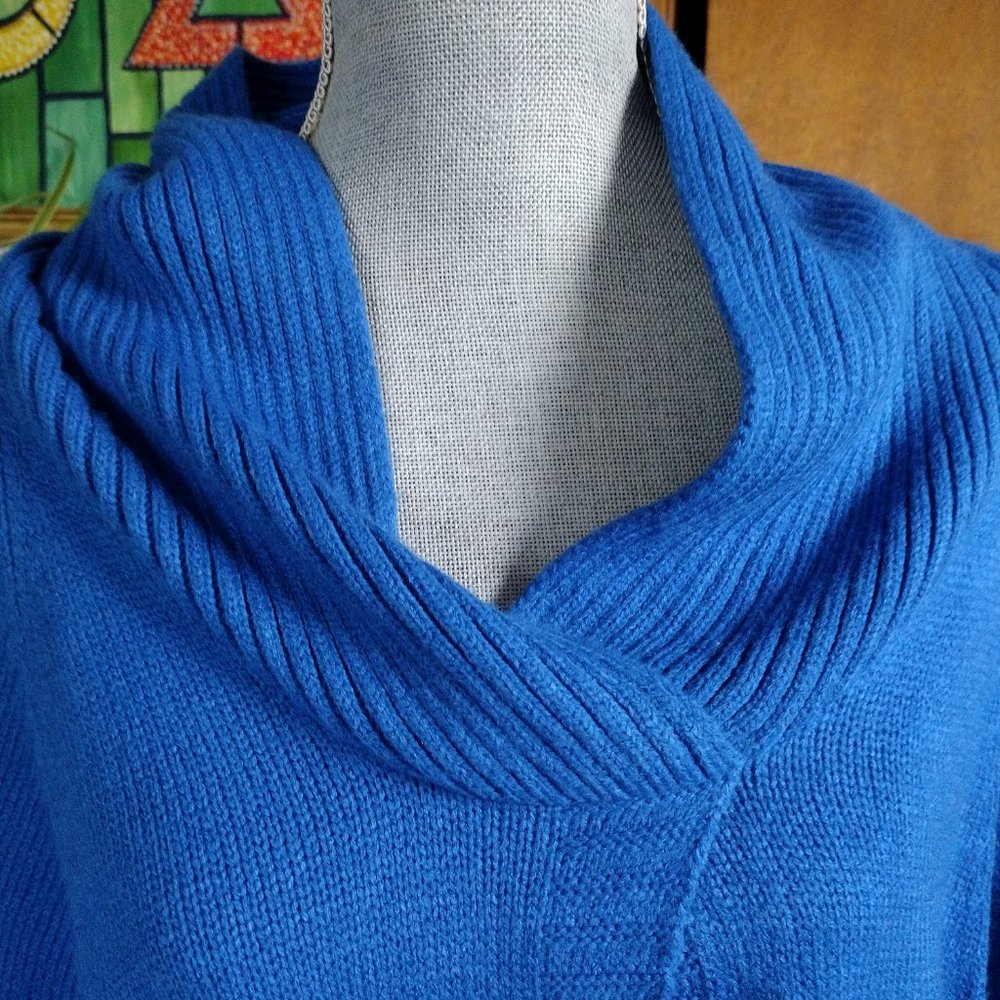 Chico's Poncho Sweater Women's Royal Blue Sz S/M - Picture 5 of 6